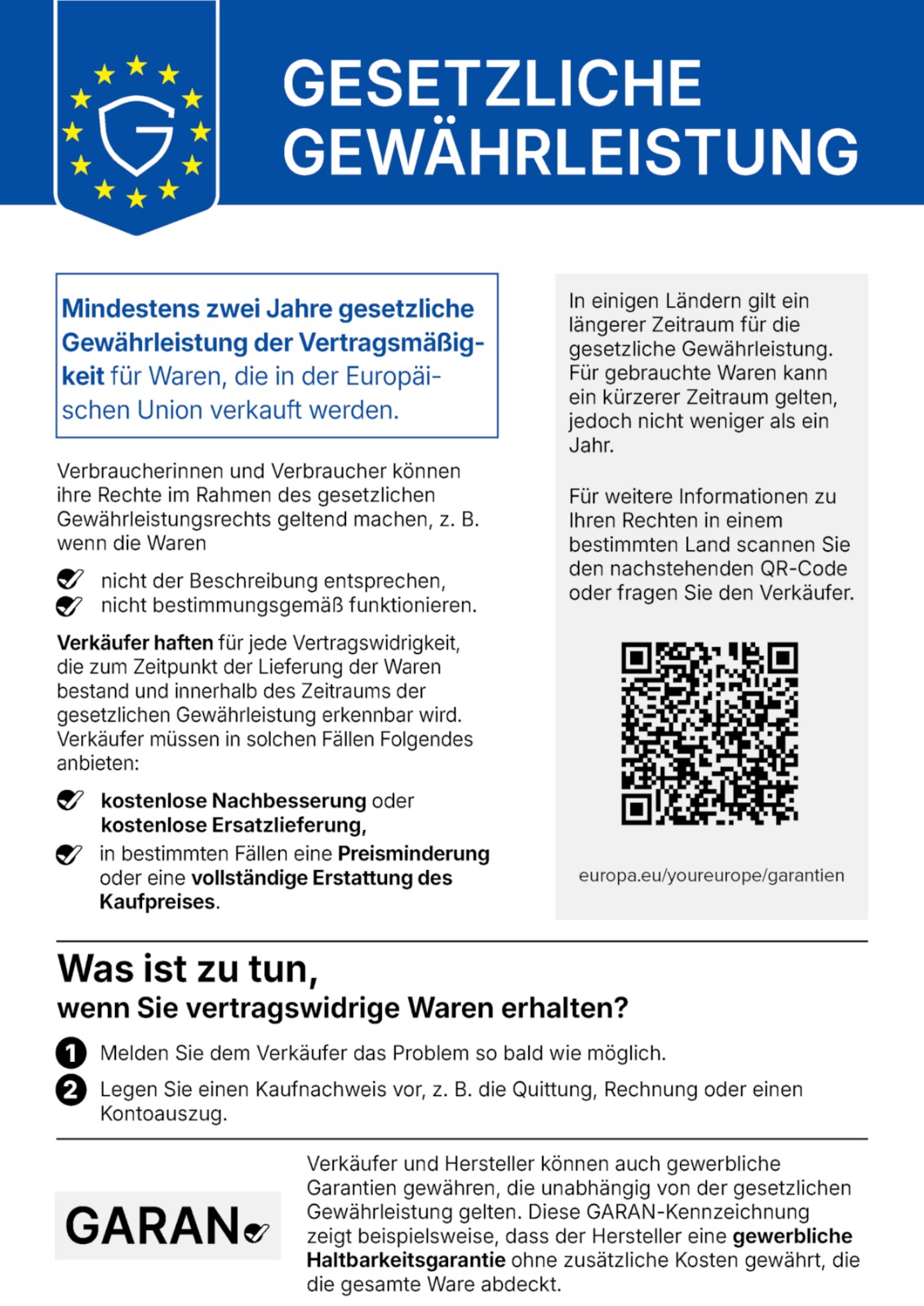 Gesetzliche Gewährleistung